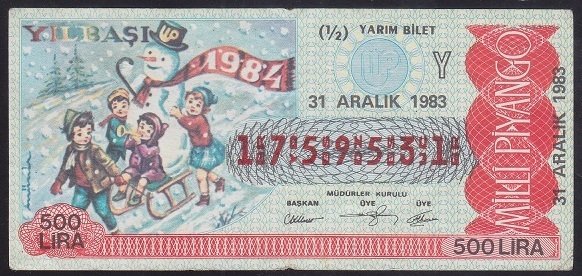 1983 31 ARALIK YARIM BİLET Y SERİSİ
