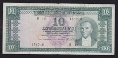 5.EMİSYON 6.TERTİP 10 LİRA B15 131218 ÇOK TEMİZ (DÜZLEME VAR) eski kağıt para değerleri