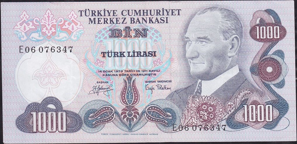 6.Emisyon 2.Tertip 1000 Lira E06 076347 Çok Çok Temiz+