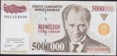 7.Emisyon 5 000 000 LİRA H62 214800 Ççt +