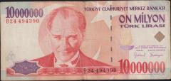 7.Emisyon 10 000 000 Lira B24 494390  Çok Temiz