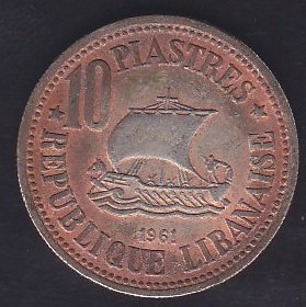 LÜBNAN 10 PIASTRES 1961