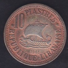LÜBNAN 10 PIASTRES 1961