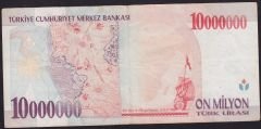 7.Emisyon 10 000 000 Lira B37 117091 Çok Temiz