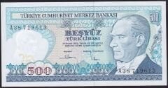 7.Emisyon 1.Tertip 500 Lira A38 719613 Çil