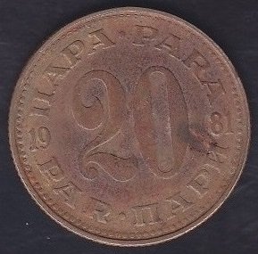 YUGOSLAVYA 20 PARA 1981