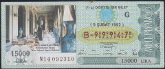 1992 9 Şubat Çeyrek Bilet - G Serisi - B-99947