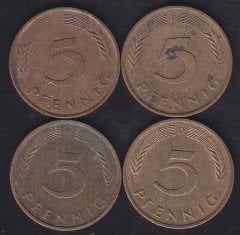 Almanya 5 Pfennig 4 Farklı Tarih 1990 lı yıllar