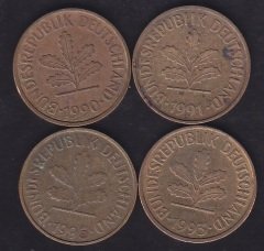 Almanya 5 Pfennig 4 Farklı Tarih 1990 lı yıllar