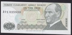 7.Emisyon 1.Tertip 10 Lira A71 035830 Çilaltı Kısa Kaş Kayık Baskı