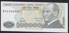 7.Emisyon 1.Tertip 10 Lira A71 035830 Çilaltı Kısa Kaş Kayık Baskı
