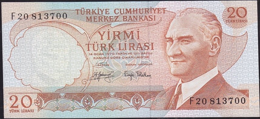 6.Emisyon 3.Tertip 20 Lira F20 813700 Çilaltı Çil