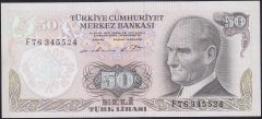 6.EMİSYON 1.TERTİP 50 LİRA F76 345524 ÇİLALTI