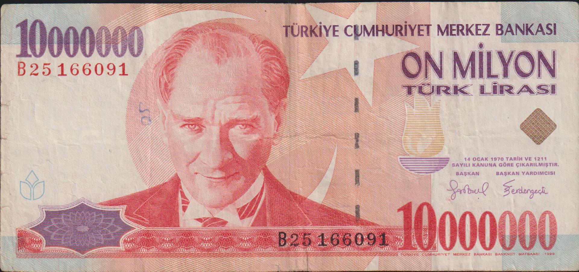 7.Emisyon 10 000 000 Lira B25 166091 Temiz+