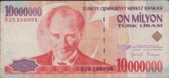 7.Emisyon 10 000 000 Lira B25 166091 Temiz+