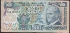 6.Emisyon 2.Tertip 500 Lira G31 223870 Çok Temiz