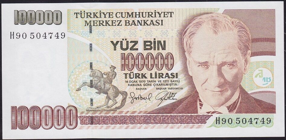7.Emisyon 3.Tertip 100000 Lira H90 504749 Çil