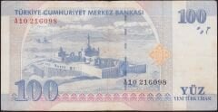 8.Emisyon 100 YTL A10 216098 Temiz
