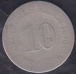 Almanya 10 Pfennig 1876 Silik