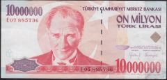 7.Emisyon 10 000 000 Lira E07 885736 Çok Temiz+