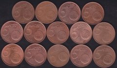 Avrupa 5 Euro Cent 14 Farklı Tarih