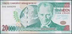 7.EMİSYON 20 000 000 LİRA A01 000699 ÇİL İLK BİNDE