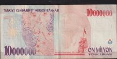 7.Emisyon 10 000 000 Lira B26 214309 Çok Temiz+