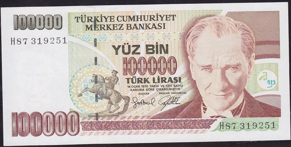 7.Emisyon 3.Tertip 100000 Lira H87 319251 Çil