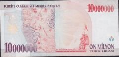 7.Emisyon 10000000 Lira C22 121504 Çok Çok Temiz+