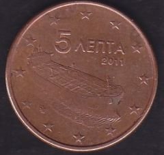 Avrupa 5 Euro Cent 2011 Yunanistan
