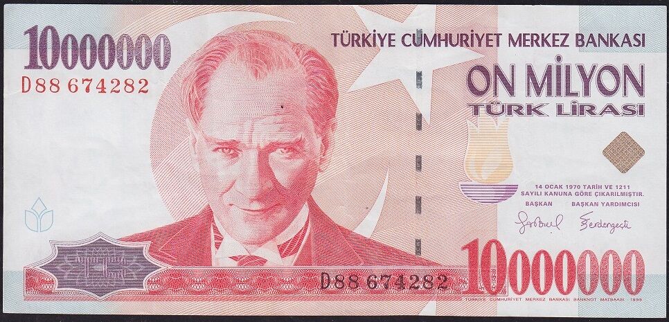 7.Emisyon 10 000 000 Lira D88 674282 Çok Temiz+