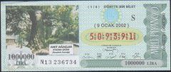 2002 9 OCAK ÇEYREK BİLET - S SERİSİ