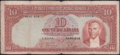 2.Emisyon 10 Lira D14 13352 Temiz