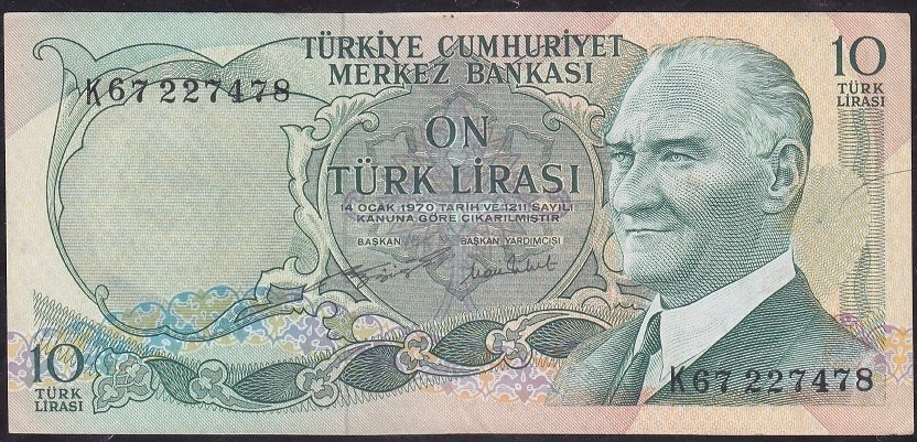 6.Emisyon 2.Tertip 10 Lira K67 227478 Ççt Çilaltı
