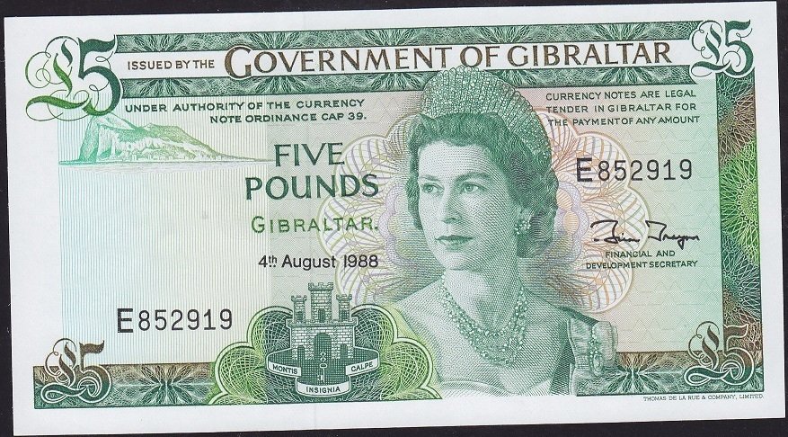 Cebelitarık 5 Pound 1988 Çil Pick 21b