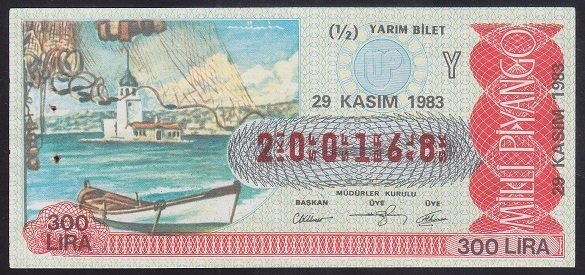 1983 29 KASIM YARIM BİLET Y SERİSİ