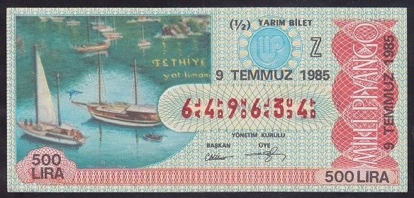 1985 9 TEMMUZ YARIM BİLET Z SERİSİ