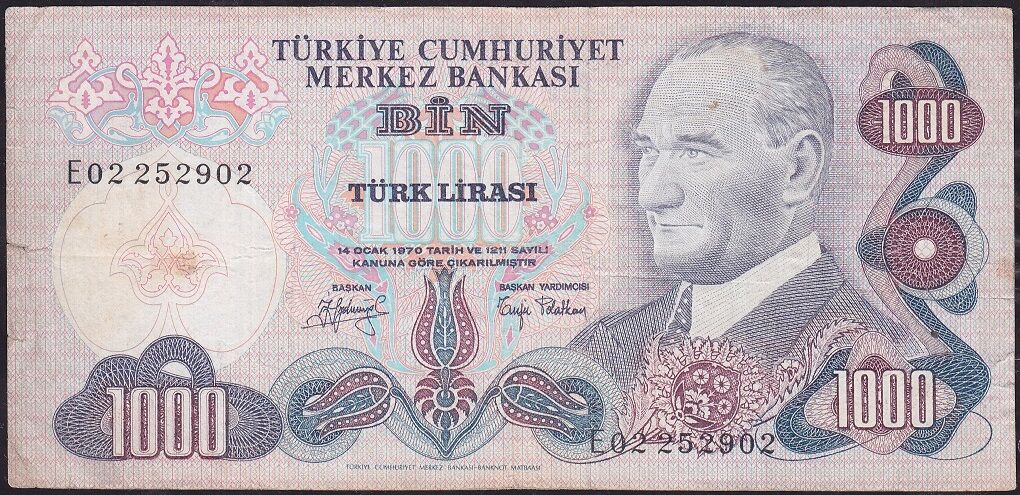 6.Emisyon 2.Tertip 1000 Lira E02 252902 Temiz