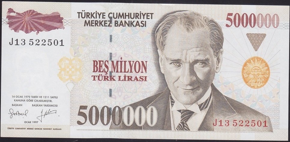 7.Emisyon 5 000 000 LİRA J13 522501 Çilaltı