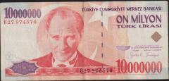 7.Emisyon 10 000 000 Lira B27 974576 Çok Temiz+