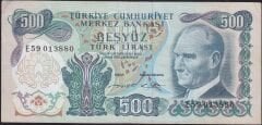 6.Emisyon 2.Tertip 500 Lira E59 013880 Çok Temiz+