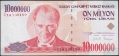7.Emisyon 10000000 Lira C14 138192 Çok Temiz+