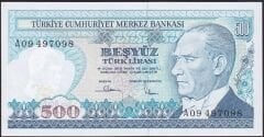 7.Emisyon 1.Tertip 500 Lira A09 497098 Çil