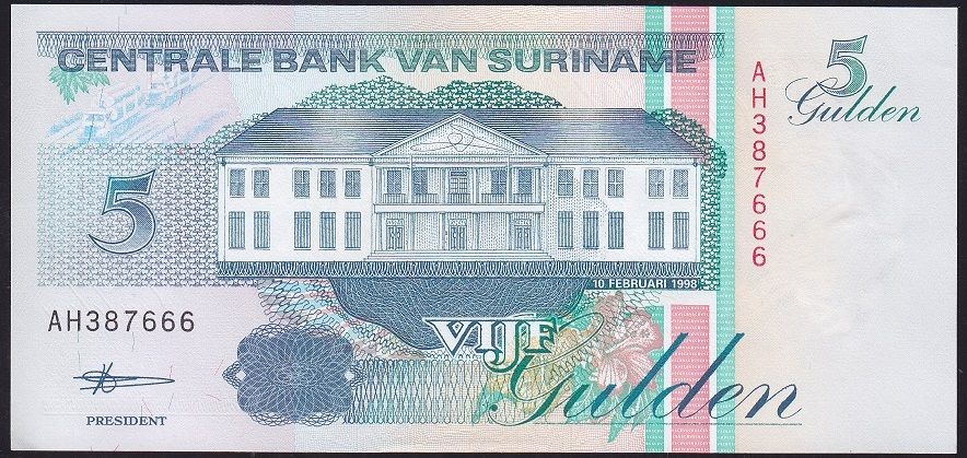Suriname 5 Gulden 1998 Çil 666