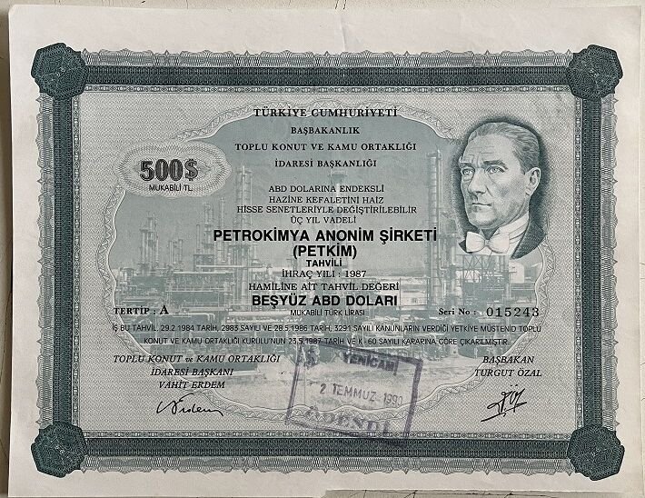 Petkim Hisse Senedi 500 Dolar