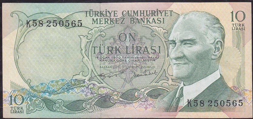6.Emisyon 2.Tertip 10 Lira K58 250565 Çok Temiz +