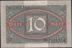 Almanya 10 Mark 1920 Çilaltı Çil ( Desteden) Pick 67a