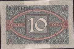 Almanya 10 Mark 1920 Çilaltı Çil ( Desteden) Pick 67a