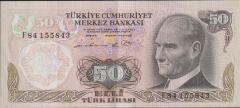 6.Emisyon 1.Tertip 50 Lira F84 155843 Çok Temiz+