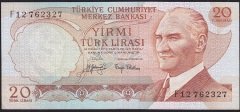 6.Emisyon 3.Tertip 20 Lira F12 762327 Çok Temiz+